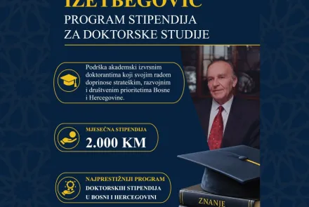 Otvoren Javni poziv za dodjelu Stipendije „Alija Izetbegović“ za doktorski studij